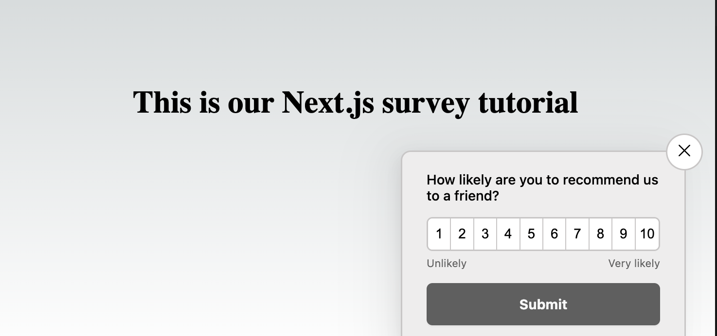 Popover survey in app